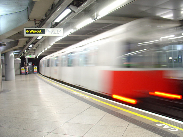 tube train leaving station