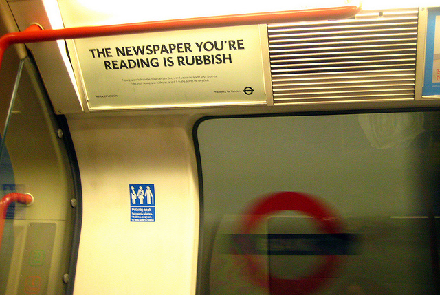 media advertisement on tube train