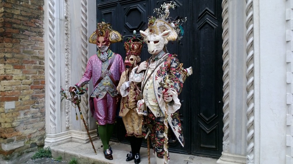 costumed characters at the Venice Carnival 