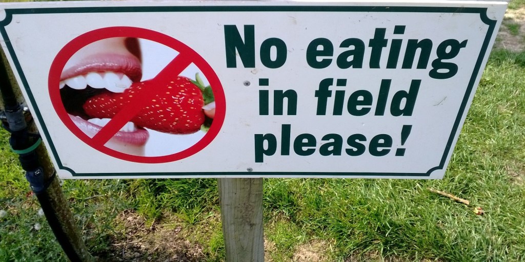 Don't eat the fruit sign Parkside Farm