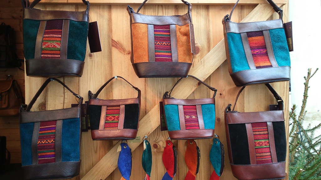 leather and suede bags, Bath Christmas market