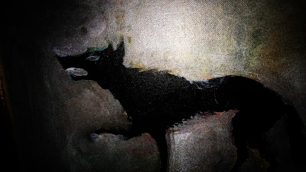 Picture of a wolf on the wall