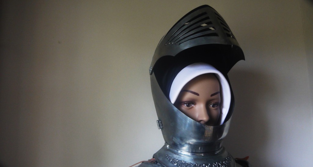 Stanbrook Abbey nun in a helmet