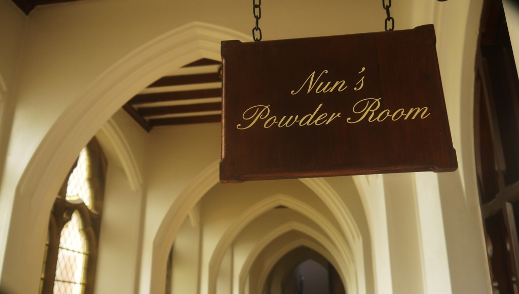 Stanbrook Abbey Nun's Powder Room sign