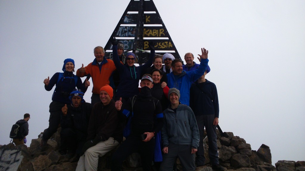 group at the summit of Mount Toubkal, North Africa