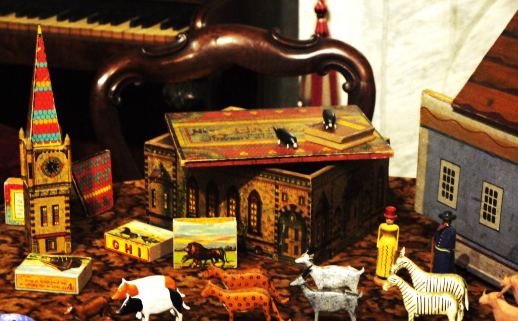 Victorian farmyard toys at the Christmas Past exhibition at the Geffyre Museum