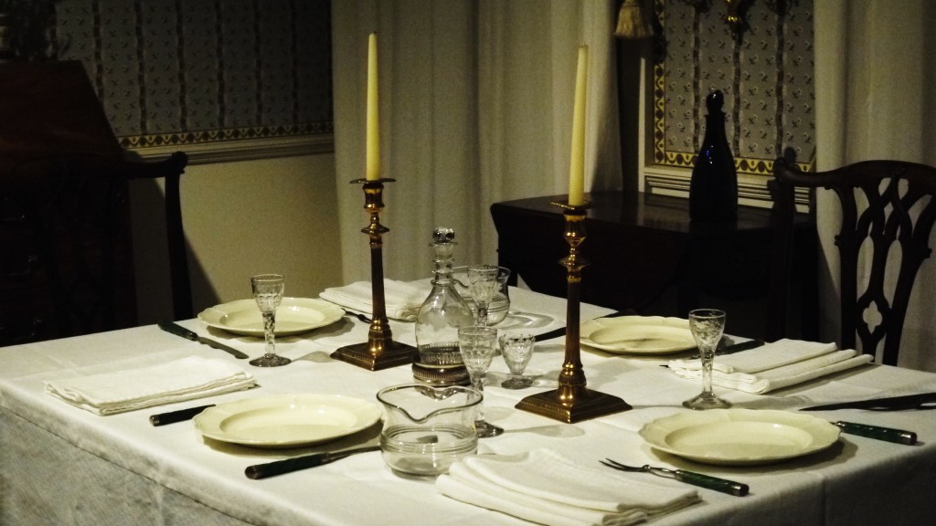 18th century dining table at the Christmas Past exhibition at the Geffrye Museum 