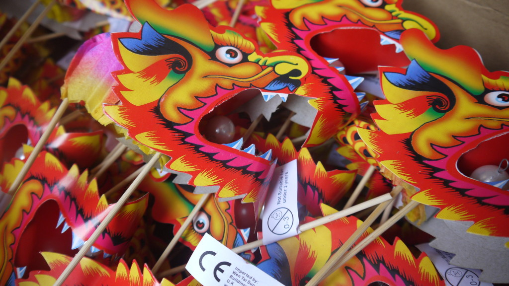 Cardboard dragons at Chinese New Year celebrations