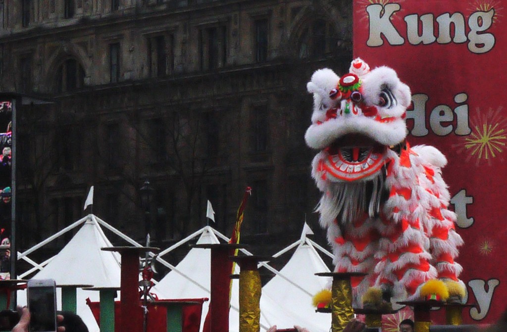 Dragon facing the crowd at Chinese New Year celebrations