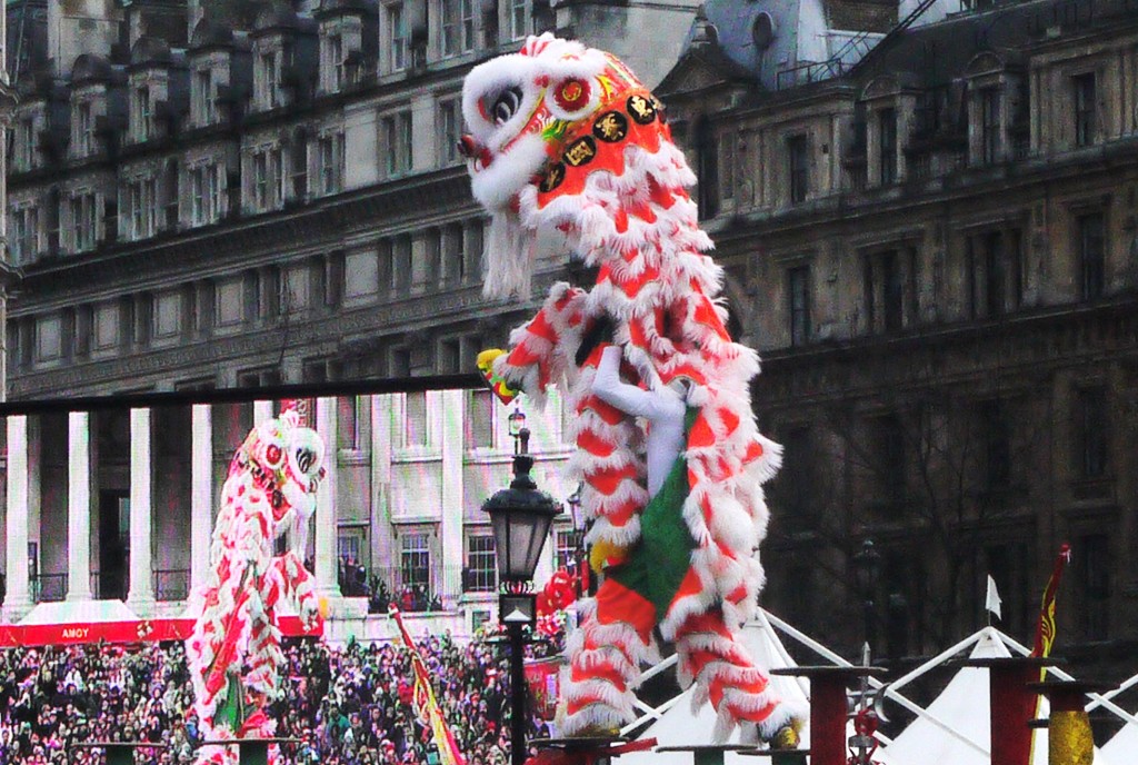 close up of dragon dance Trafalgar Square London