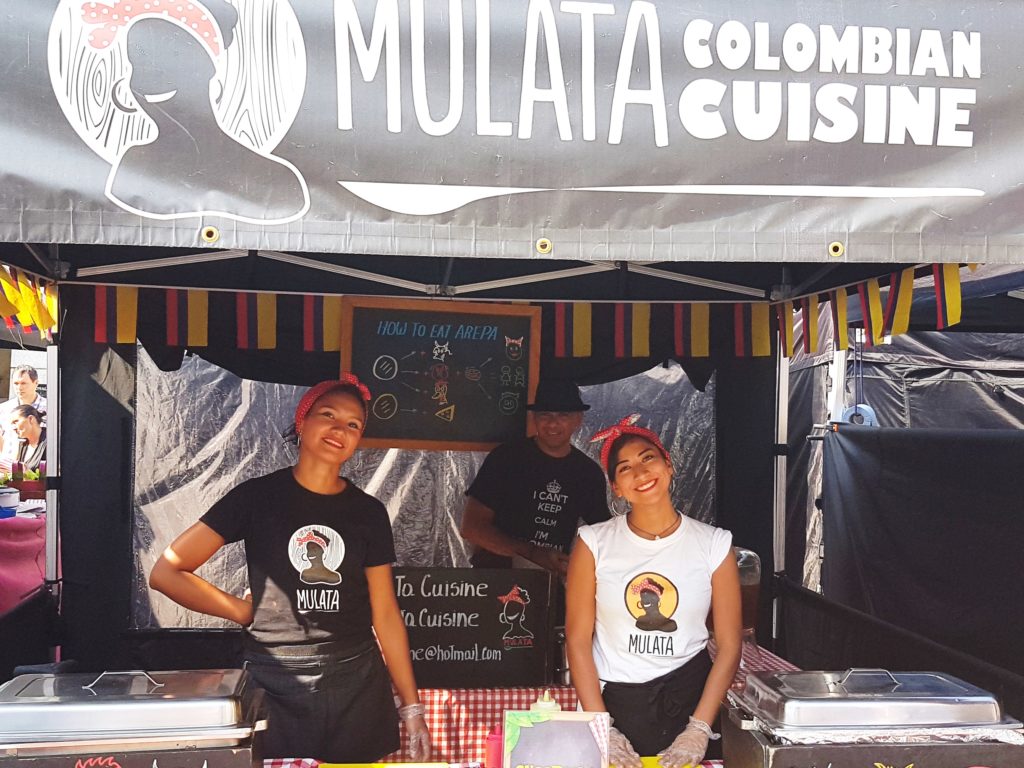 Columbian street food market stall holders 