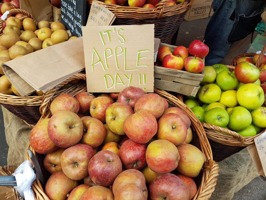 close up of apples on Apple Day at Borough Market 