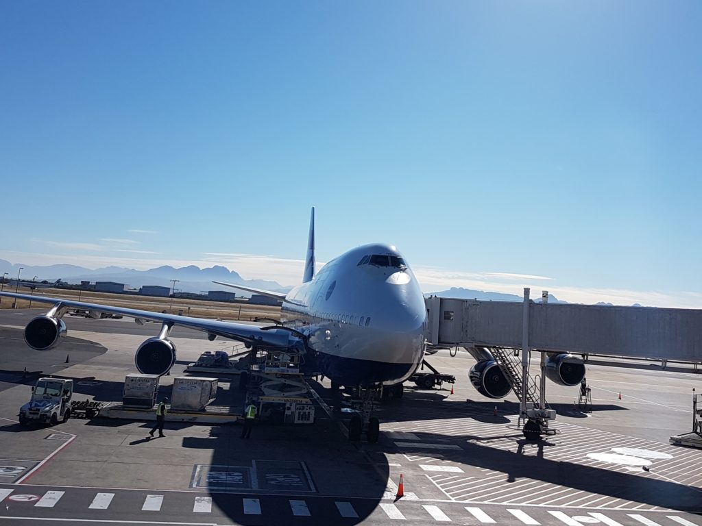 Flight arrival in Cape Town, South Africa 