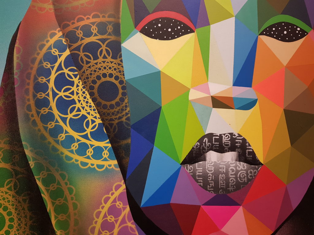 close up of Indian Soul by Spanish Artists, Okuda 