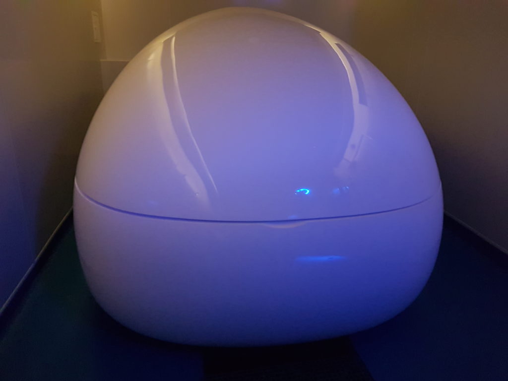 Close up of the state-of-the-art I-sopod float pod at floatworks, Vauxhall, London 