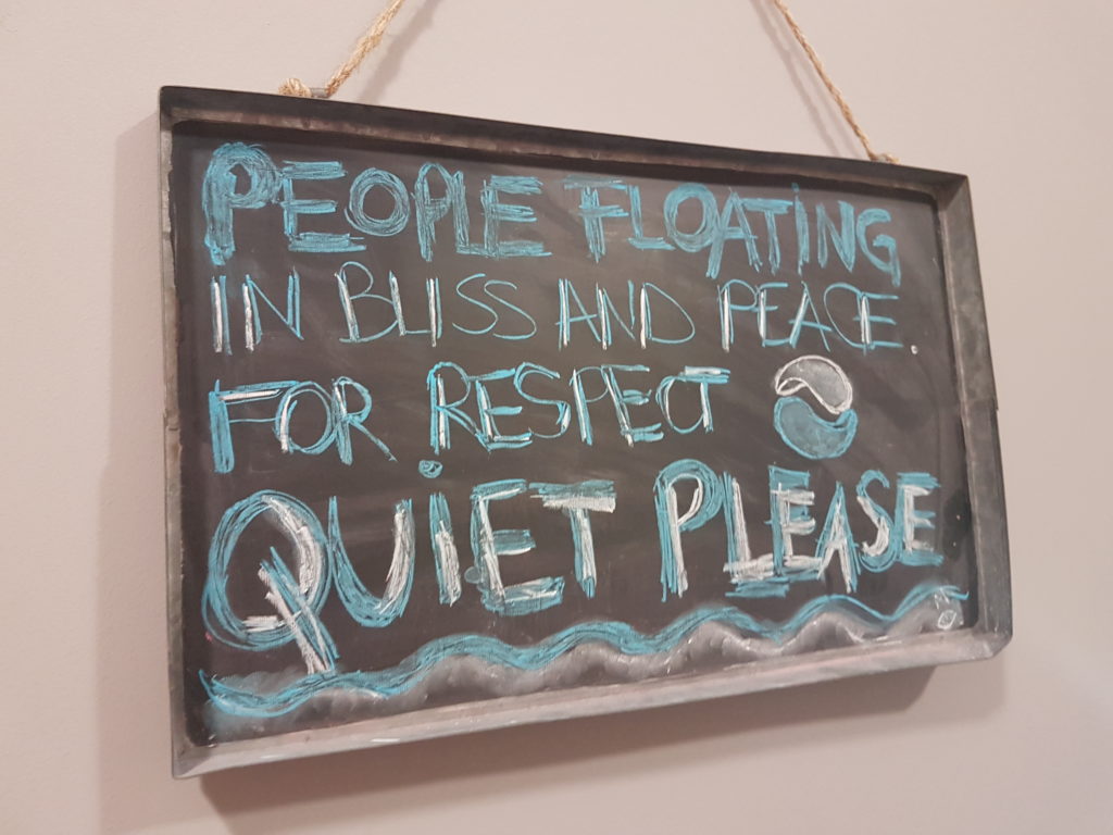 quiet please sign at floatworks float spa in Vauxhall 