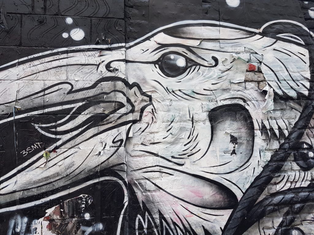 Close up of eagle picture on Sclater Street in Shoreditch 