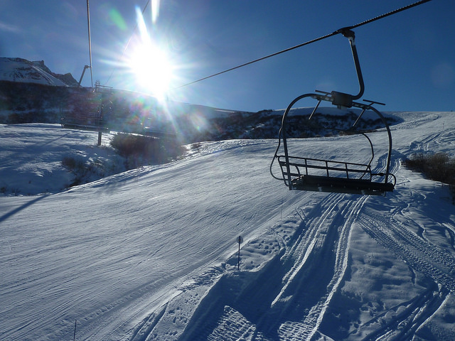 empty chair lift in a ski resort
