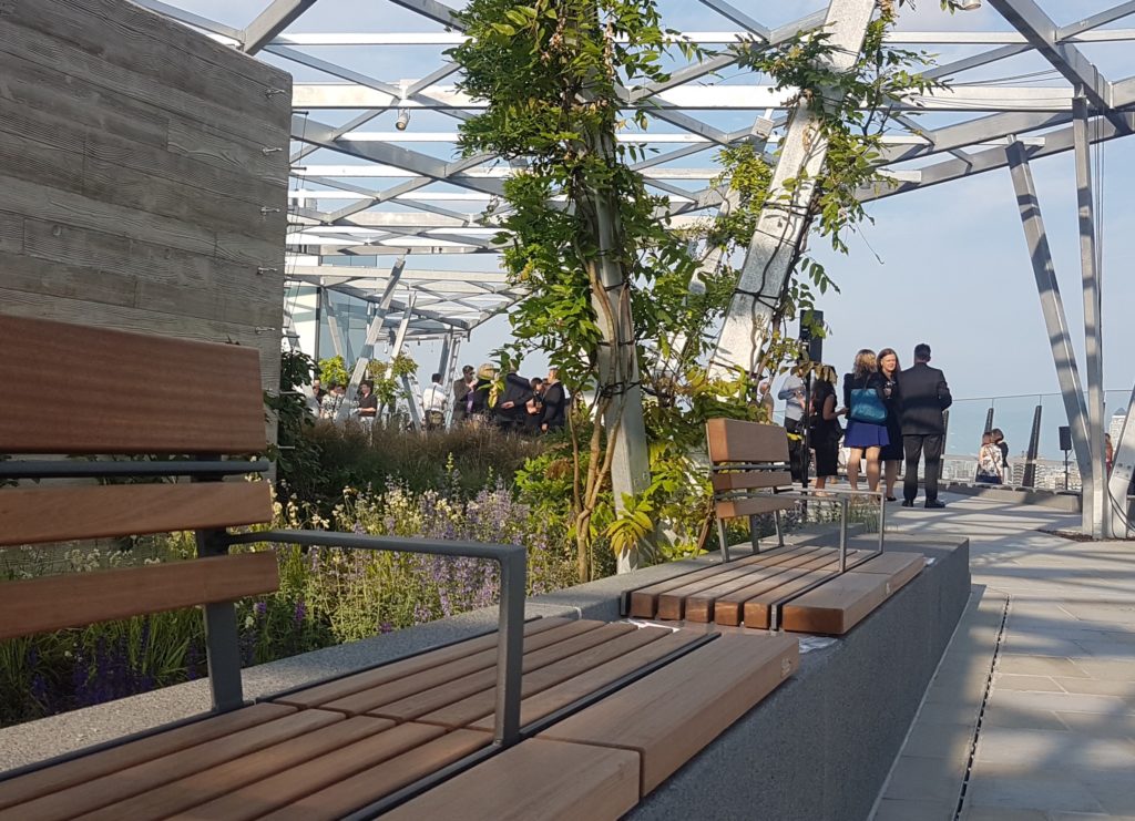 benches at the 120 Fenchurch Street roof gardens