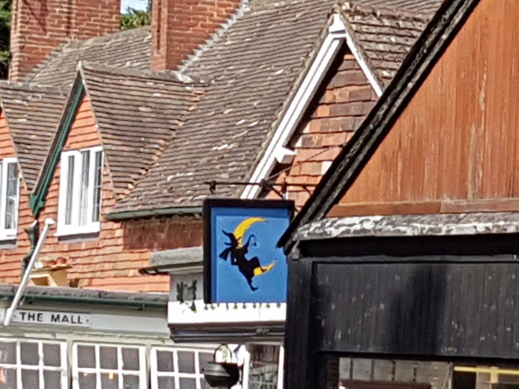 hanging witchcraft sign in Burley, New Forest 