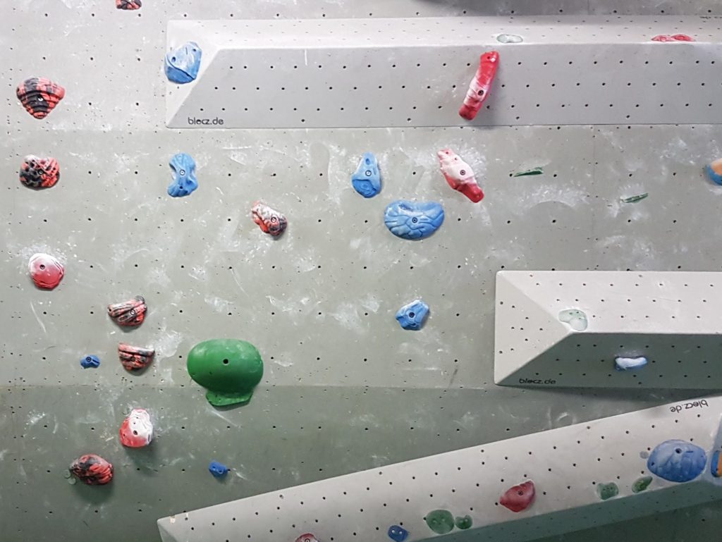 climbing routs marked on the Arch Climbing wall at Burnt Oak
