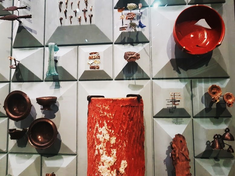 a selection of Roman artefacts at the London Mithraeum