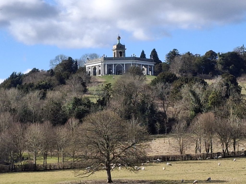 Dashwood mausoleum above the hellfire caves in West Wycombe
