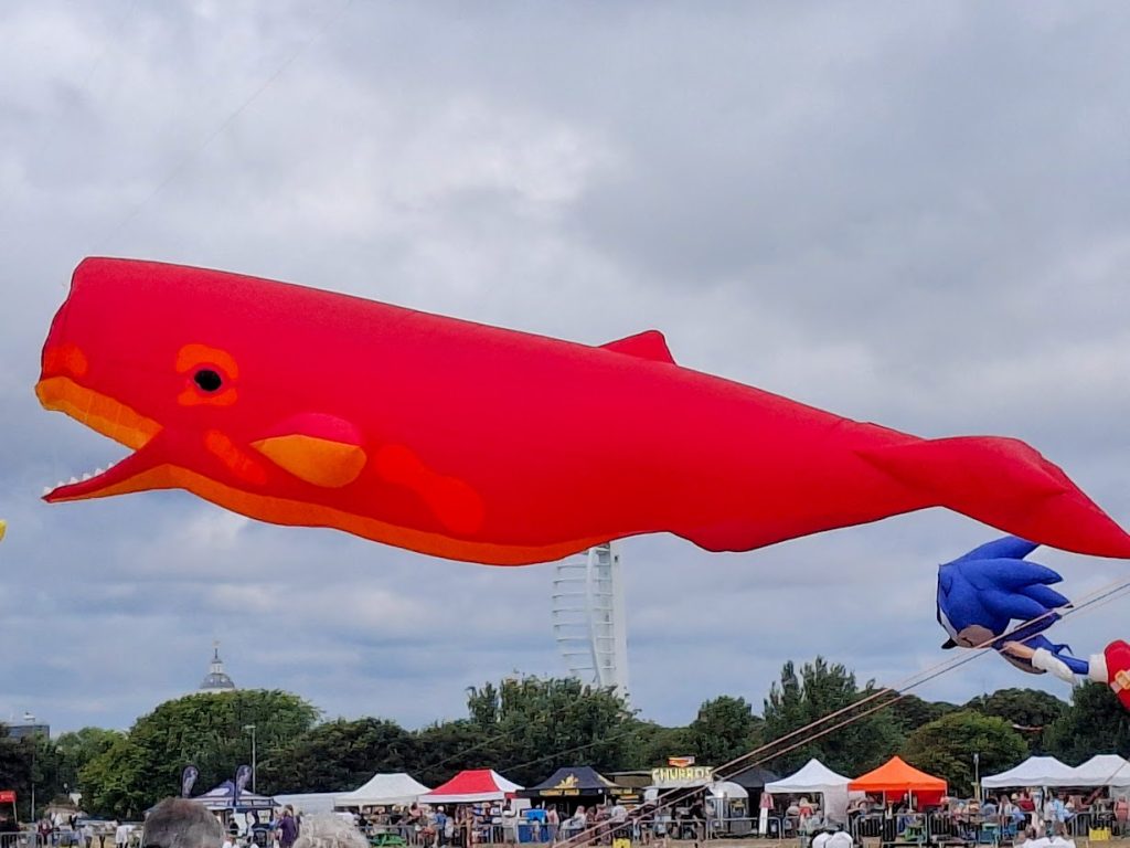 whale kite on display at the Portsmouth kite festival