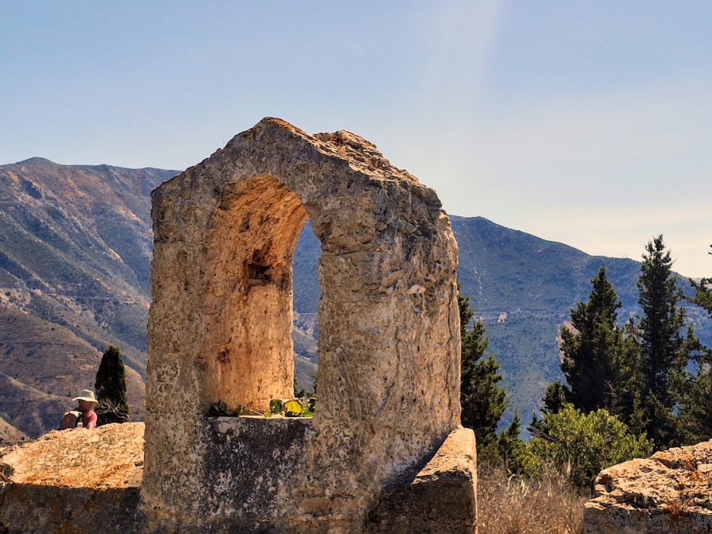 remains of a 16th century Venetian castle above Assos, Kefalonia