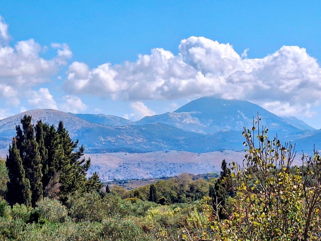 scenic view onto mount ainos in Kefalonia, Greece