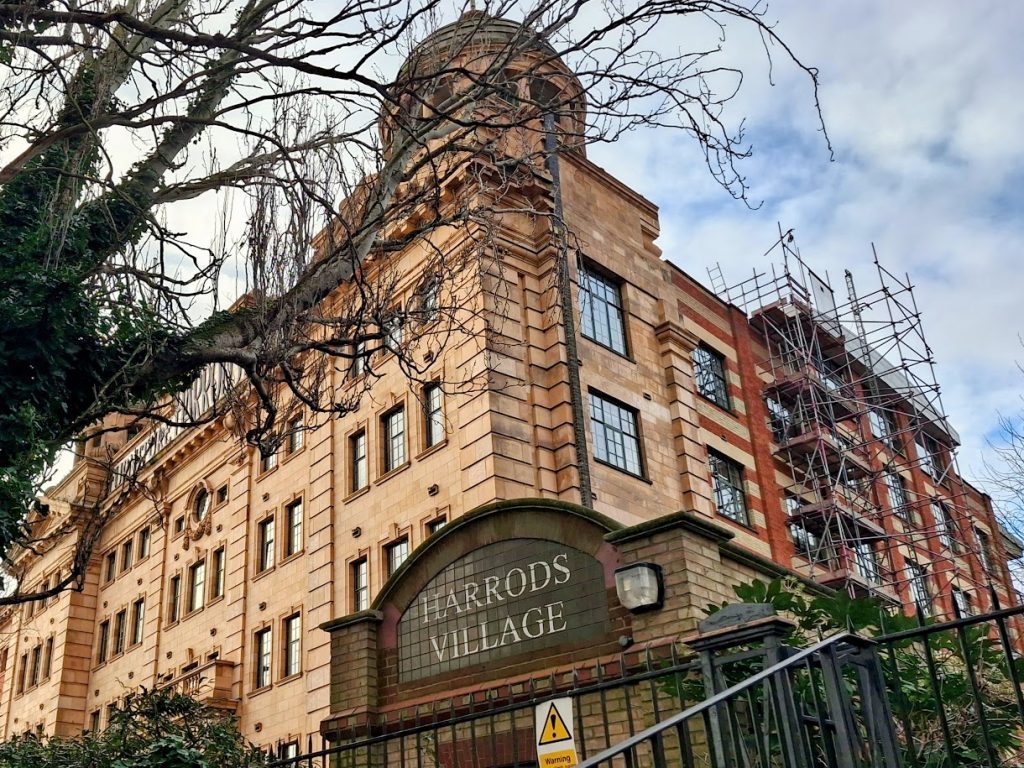 The former Harrods furniture warehouse in Barnes on the river thames