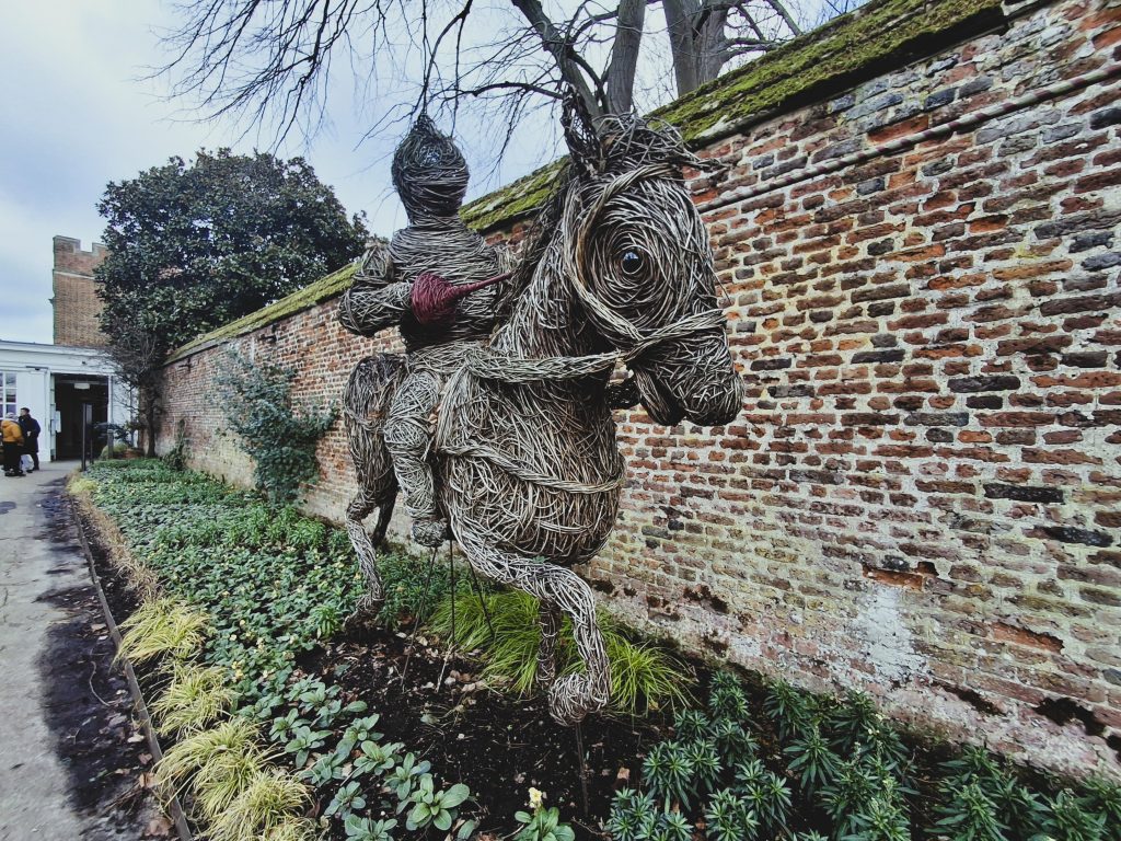 jousting figure in the gardens at Hampton Court Palace